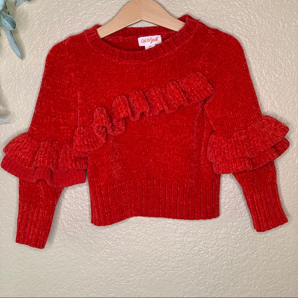 Cat and Jack ~ Chenille Ruffle Sleeve Sweater